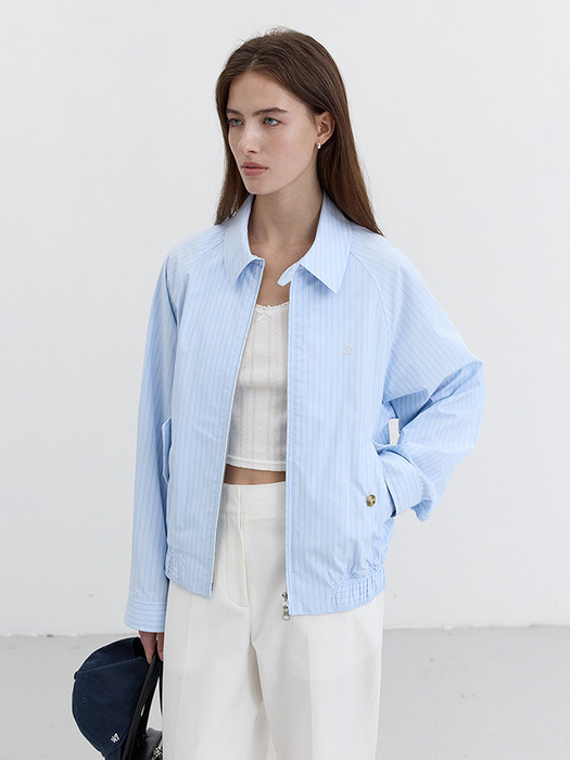 UNISEX SUMMER HARRINGTON JACKET SOFT BLUE STRIPE_UDJU5B122B1 - Image 3