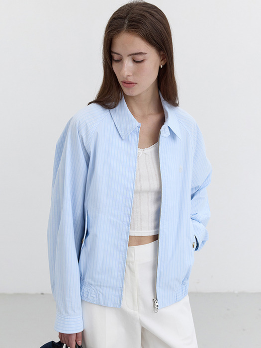 UNISEX SUMMER HARRINGTON JACKET SOFT BLUE STRIPE_UDJU5B122B1 - Image 2