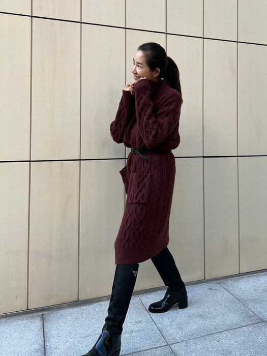 Cable-knit Cashmere Oversize Sweater Coat