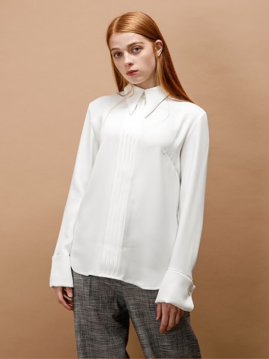 PEARL POINT PINTUCK BLOUSE_WHITE
