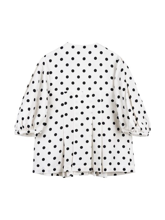 Isabelle Pleated Button Blouse_Polka Dot