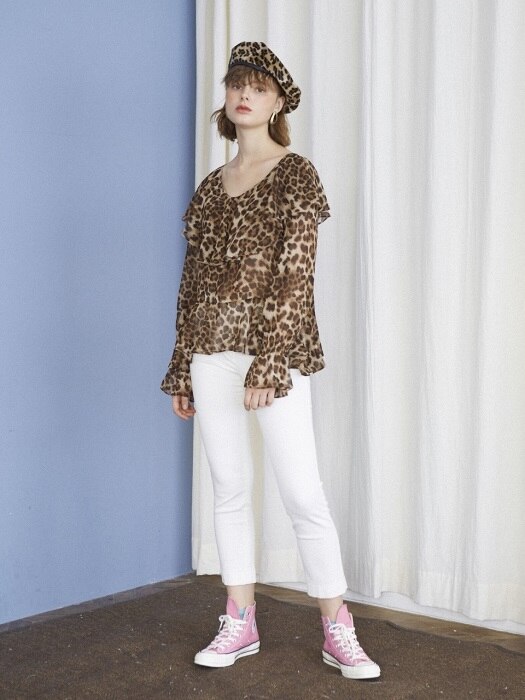 Leopard Ruffle Blouse