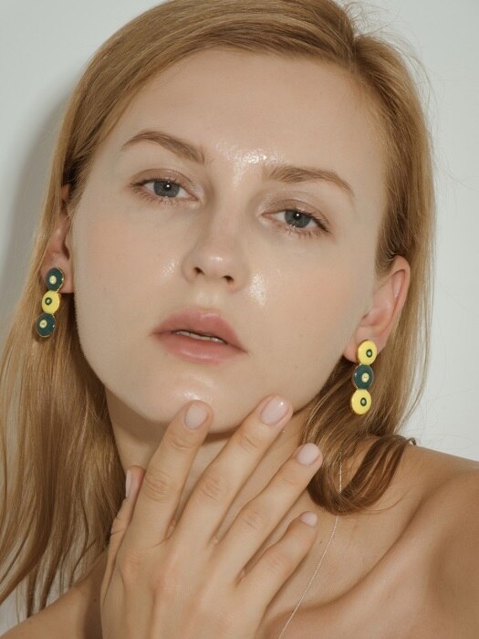 3round bold earring(Yellow)