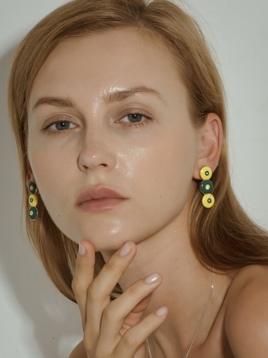 3round bold earring(Yellow)