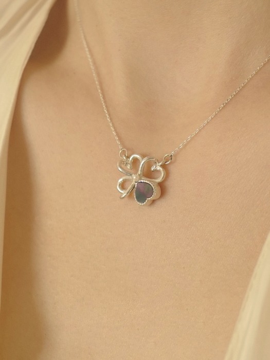 [단독]Heart Clover Necklace Silver