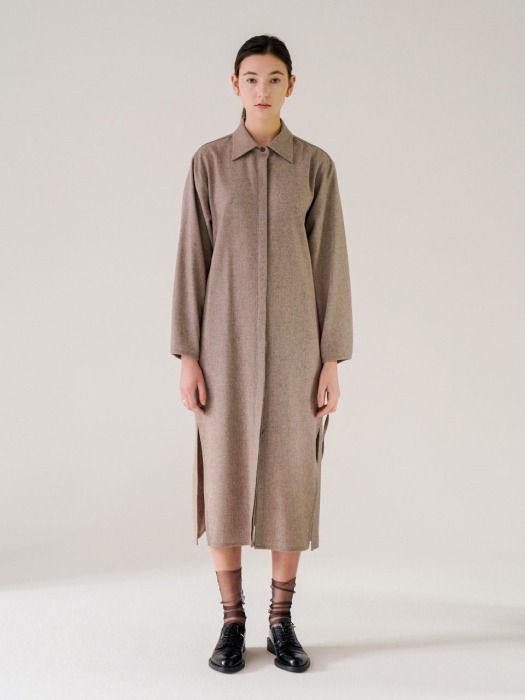 Wool Blended Long Shirt