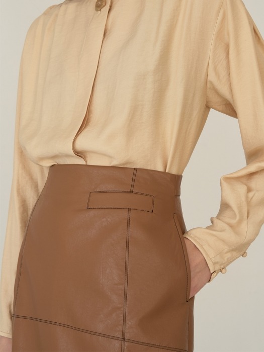 SIERRA Eco Leather Mini Skirt _Tan Brown