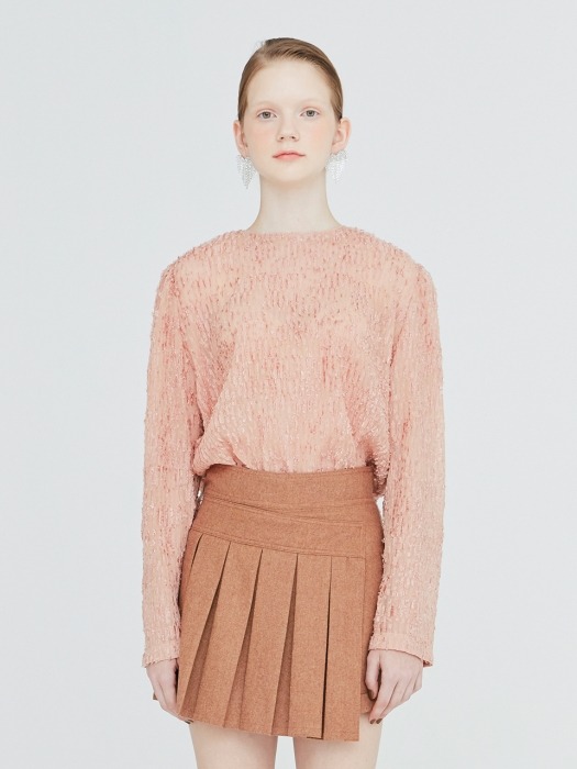 19FW SHEER FIL COUPE BASIC BLOUSE - INDIAN PINK