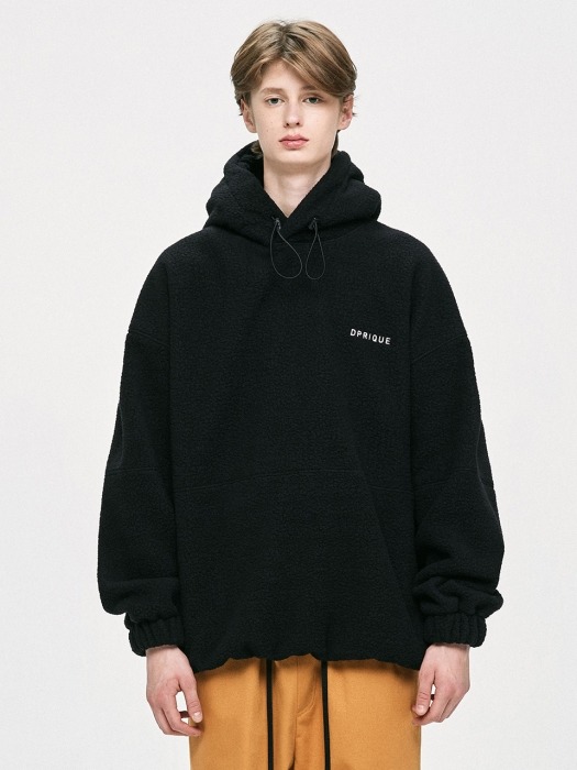 Oversized Fleece Hoodie - Black