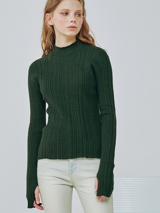 Whole garment knit pullover [Sage khaki]