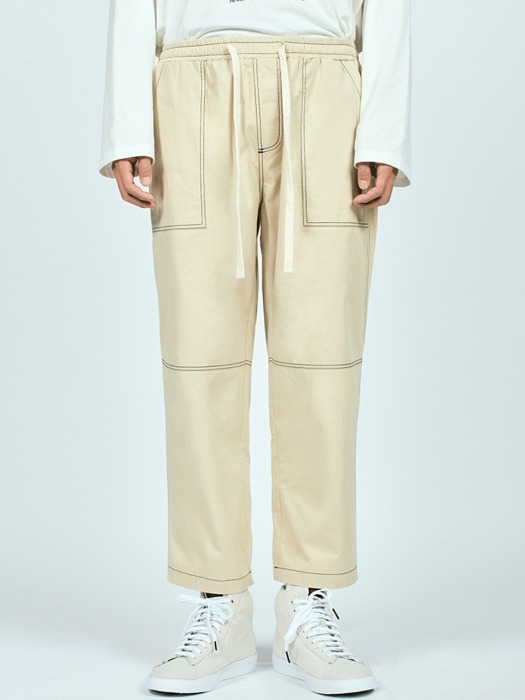 CTRS ST CROPPED BAND PANTS BEIGE