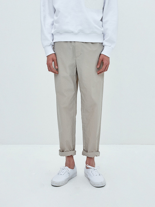 DOUBLE POCKET RELAXED TROUSERS-SAND BEIGE