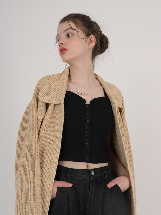  Belt Knit Cardigan_Beige/Yellow