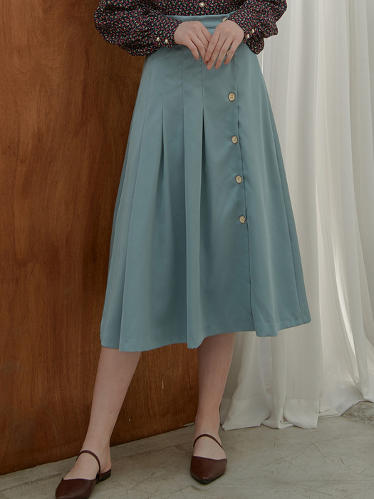[By Joorti] J402 silky pleats skirt (mint)