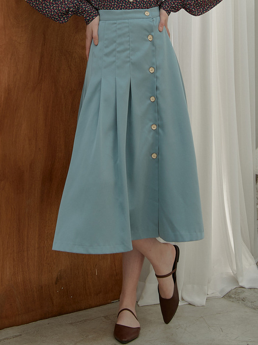 [By Joorti] J402 silky pleats skirt (mint)