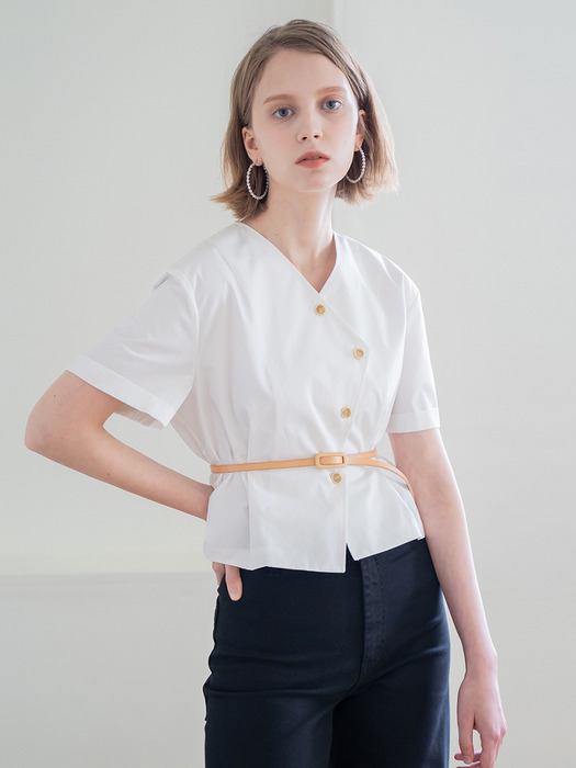 BELTED CROP TOP - WHITE