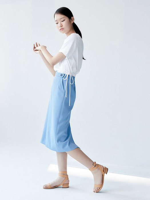 Side Strap Unbalance Blouse - White (KE0360M051)