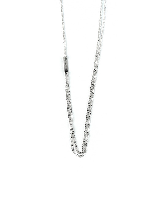 SEWN SWEN SILVER DOUBLE THIN CHAIN NECKLACE