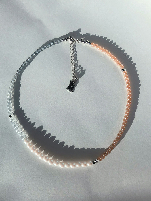 [SET]Silver925 round pendant necklace+Modern color mix choker necklace