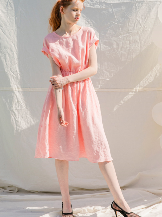 New Lady Linen Dress_Pink