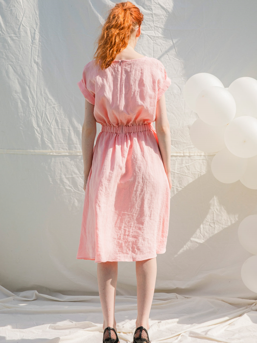 New Lady Linen Dress_Pink