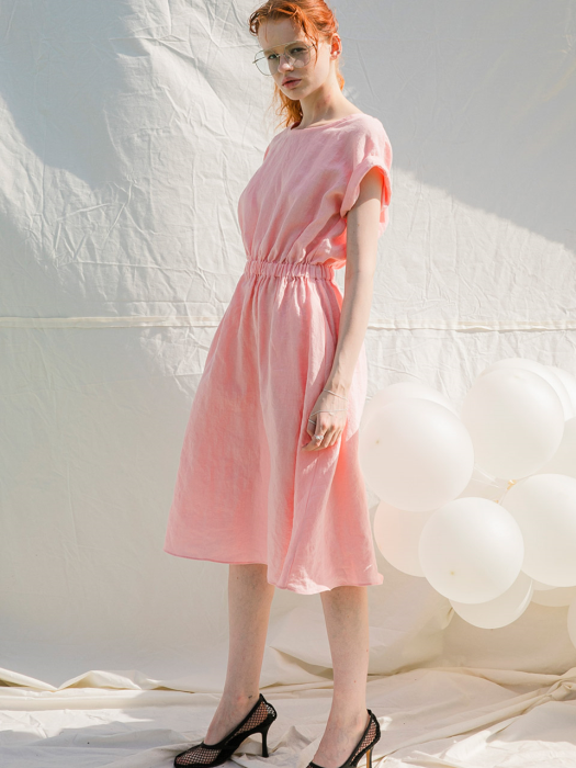 New Lady Linen Dress_Pink
