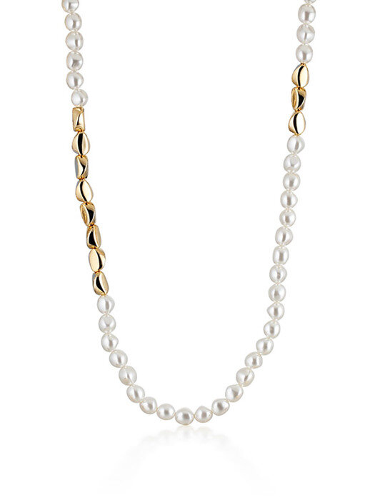 Pebble pearl long necklace