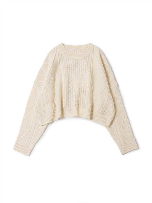Big Cable Semi Crop Knit Ivory
