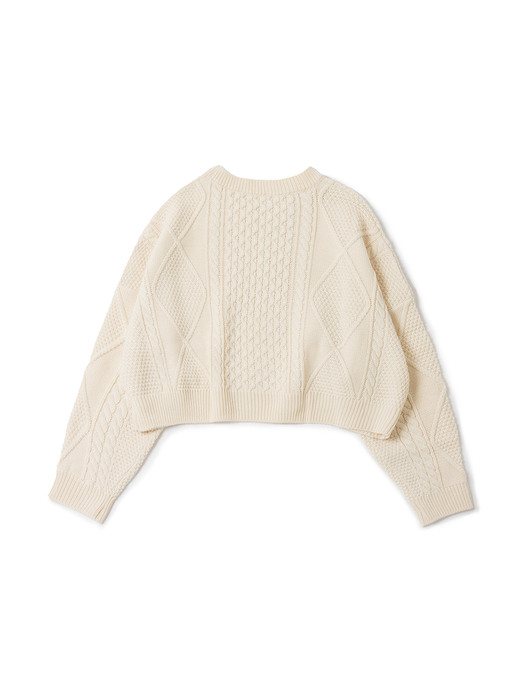 Big Cable Semi Crop Knit Ivory