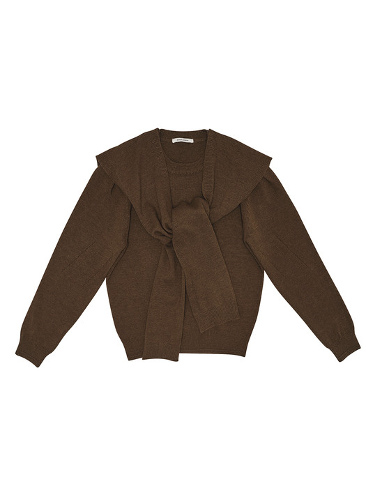 [사용금지][EXCLUSIVE] Wool muffler layered pullover - 3 colors