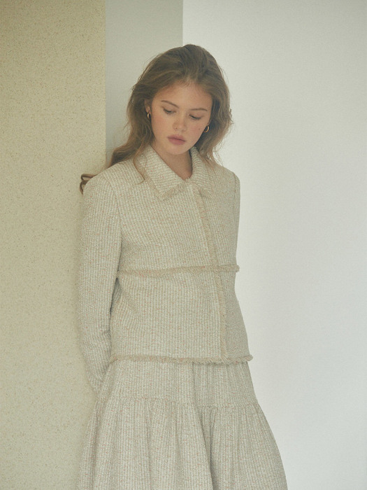 [EXCLUSIVE] High-rise tweed tiered mini skirt