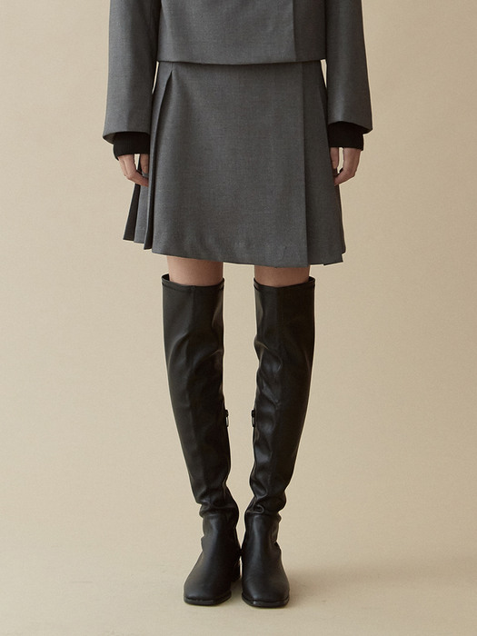 V.pleats wrap skirt (gray)