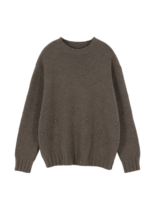 WAVE DOTS PULLOVER KNIT_COCOA