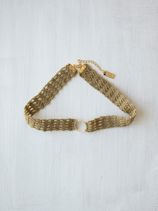 Khaki knitted choker necklace