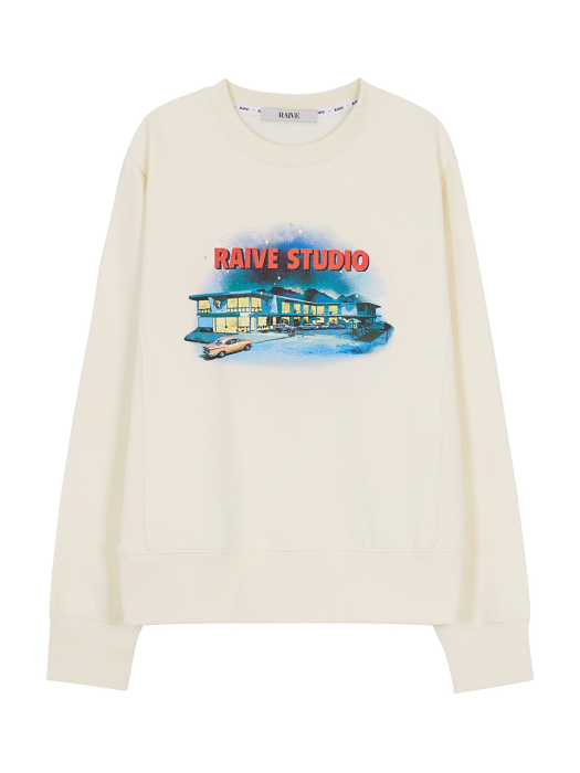 Fluff Print Sweatshirt in Cream_VW0WE3500