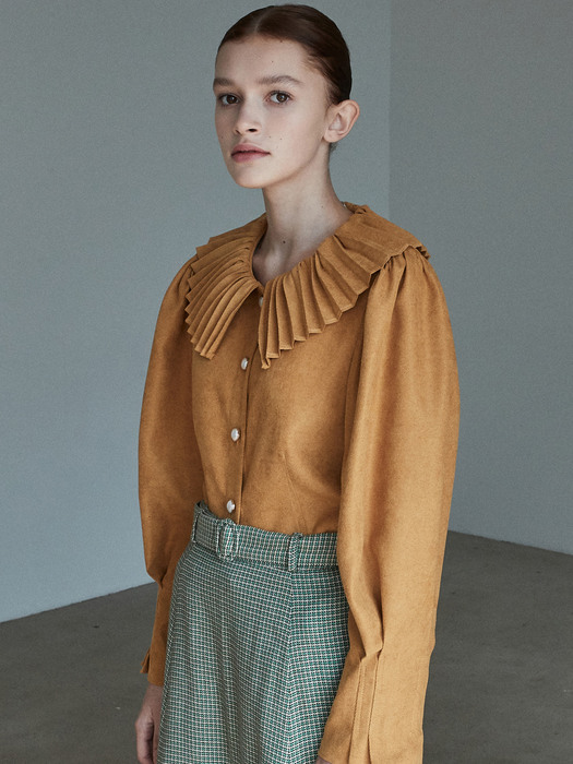 amr1131 pleats collar blouse (mustard)