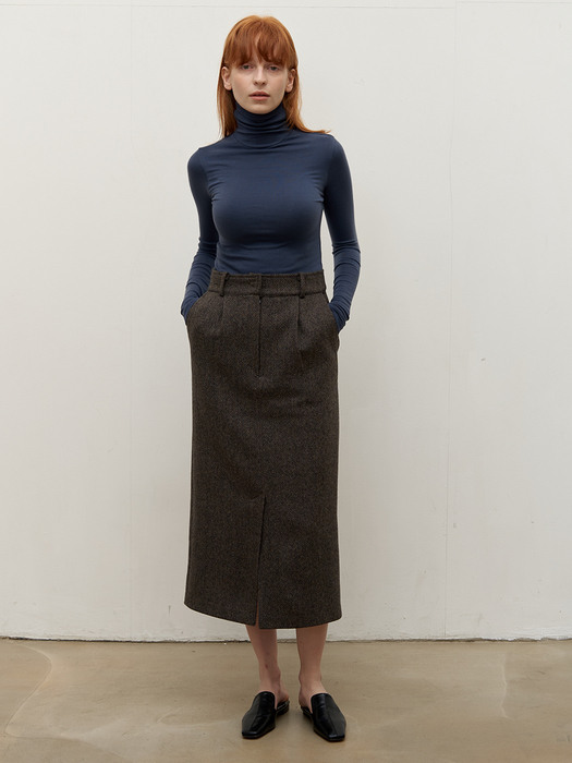 Classic wool skirt - Khaki Brown