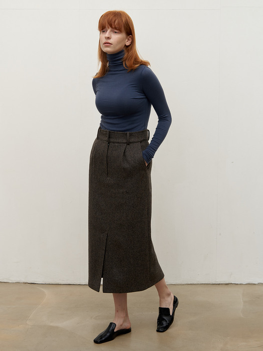 Classic wool skirt - Khaki Brown