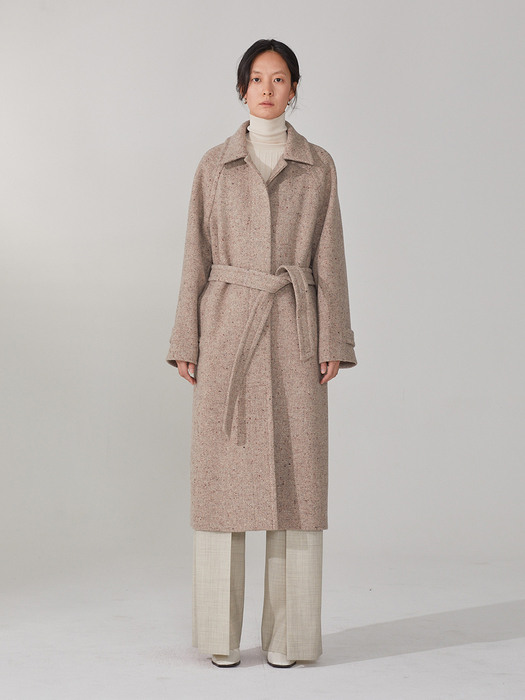LE MUSEE_GIESEL Classic Belted Wool Coat_Oatmeal Beige