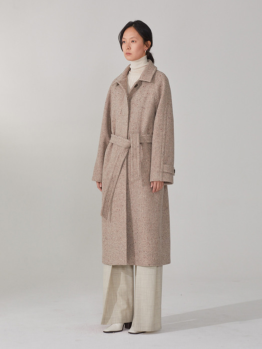LE MUSEE_GIESEL Classic Belted Wool Coat_Oatmeal Beige