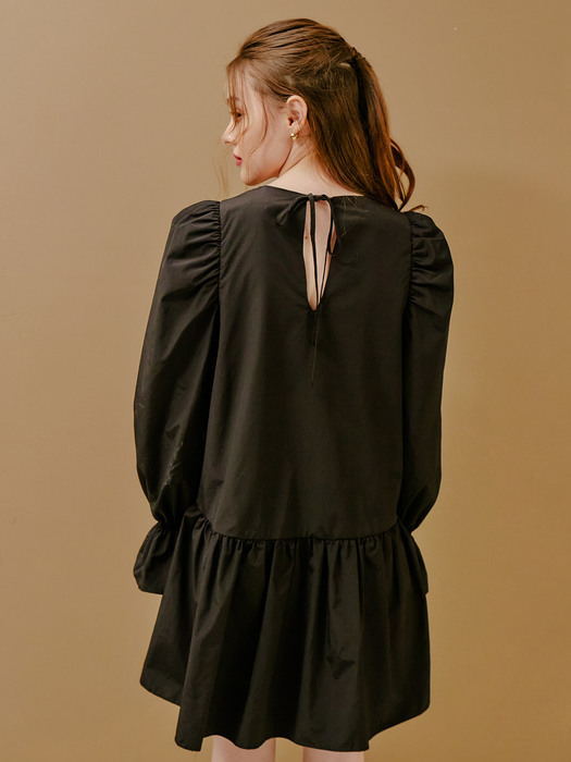 PUFF SLEEVES MINI DRESS_BLACK