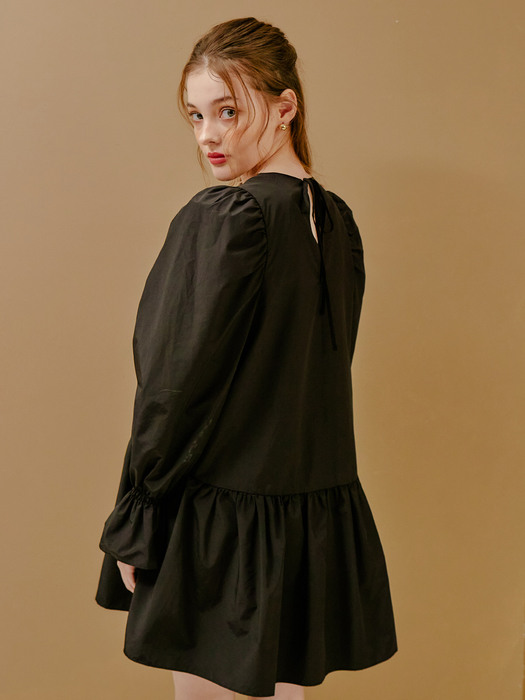 PUFF SLEEVES MINI DRESS_BLACK