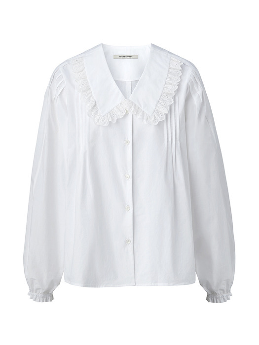 Ruffled collar blouse - White