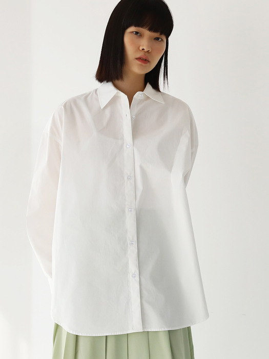 와이드커프스 오버핏 셔츠 화이트 (wide cuffs oversized shirt white)