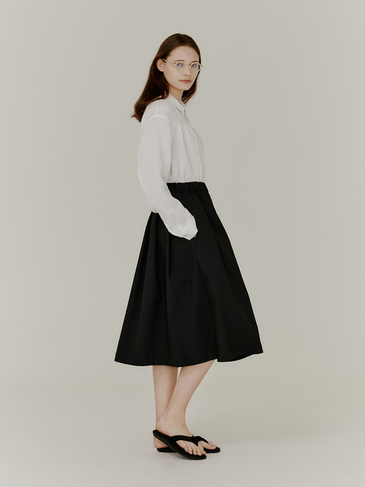 Layla Skirt - Navy Cotton Blended