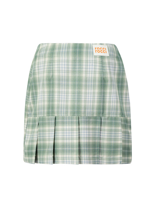 Pleats Wrap Skirt [PASTEL GREEN CHECK]