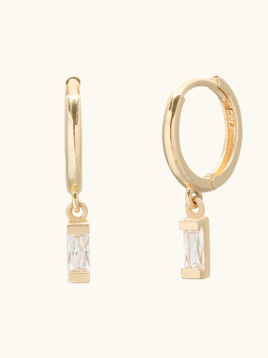 14k Gold Baguette Pendant ``drop`` Ring Earrings (14k 골드) a10