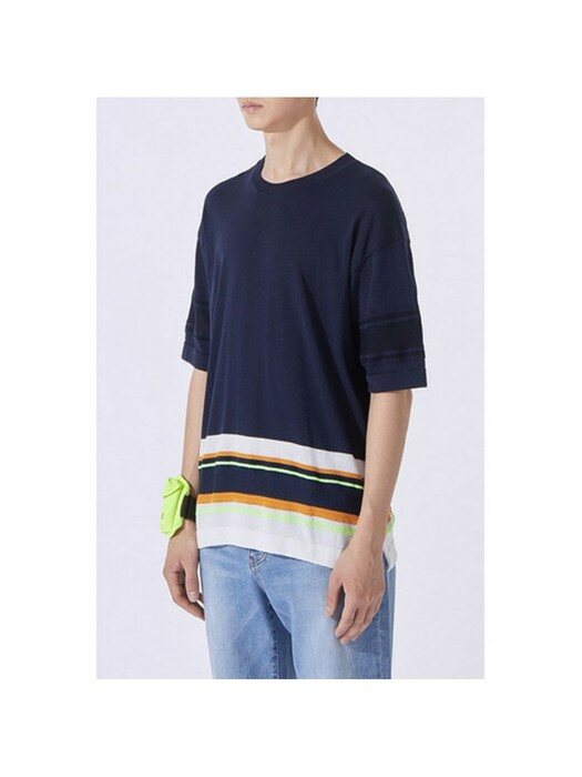 multi stripe plain knit pullover_CWWAM20441NYX