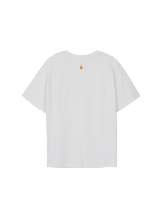21S/S 패드록 시그니처 포켓 반팔 티셔츠(크림)(남녀공용)