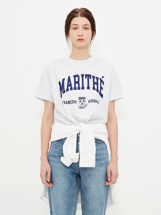 MARITHE COLLEGE TEE heather gray